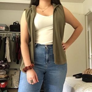 J-Jill Olive Green Sleeveless Hoodie